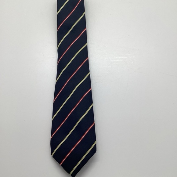 GUY LAROCHE Diagonal Stripe NECK TIE 100% SILK Vintage Black, Cream, Pink - Picture 1 of 5